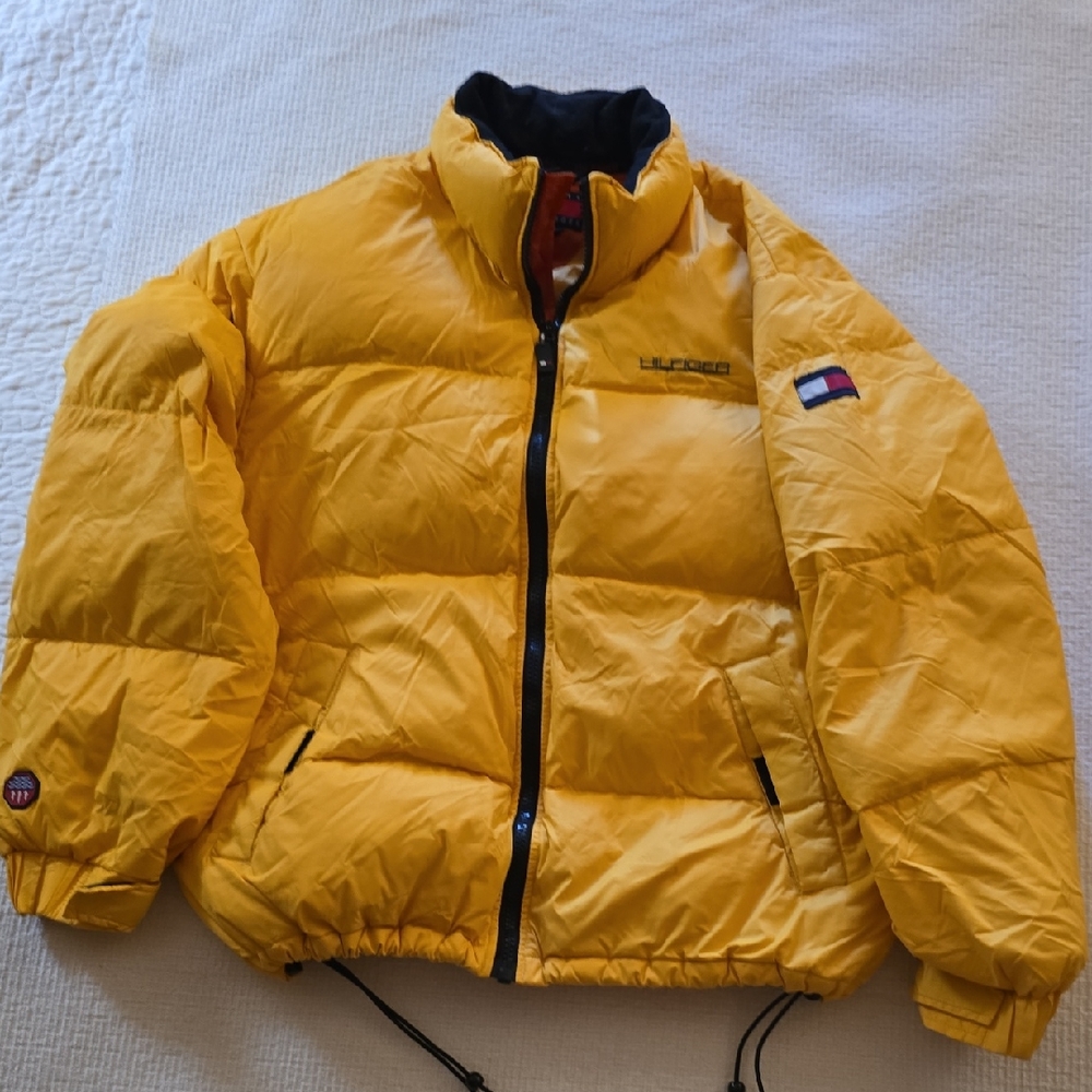 Tommy Hilfiger Vibrant Yellow Puffer Coat Xlnt Shape Size L